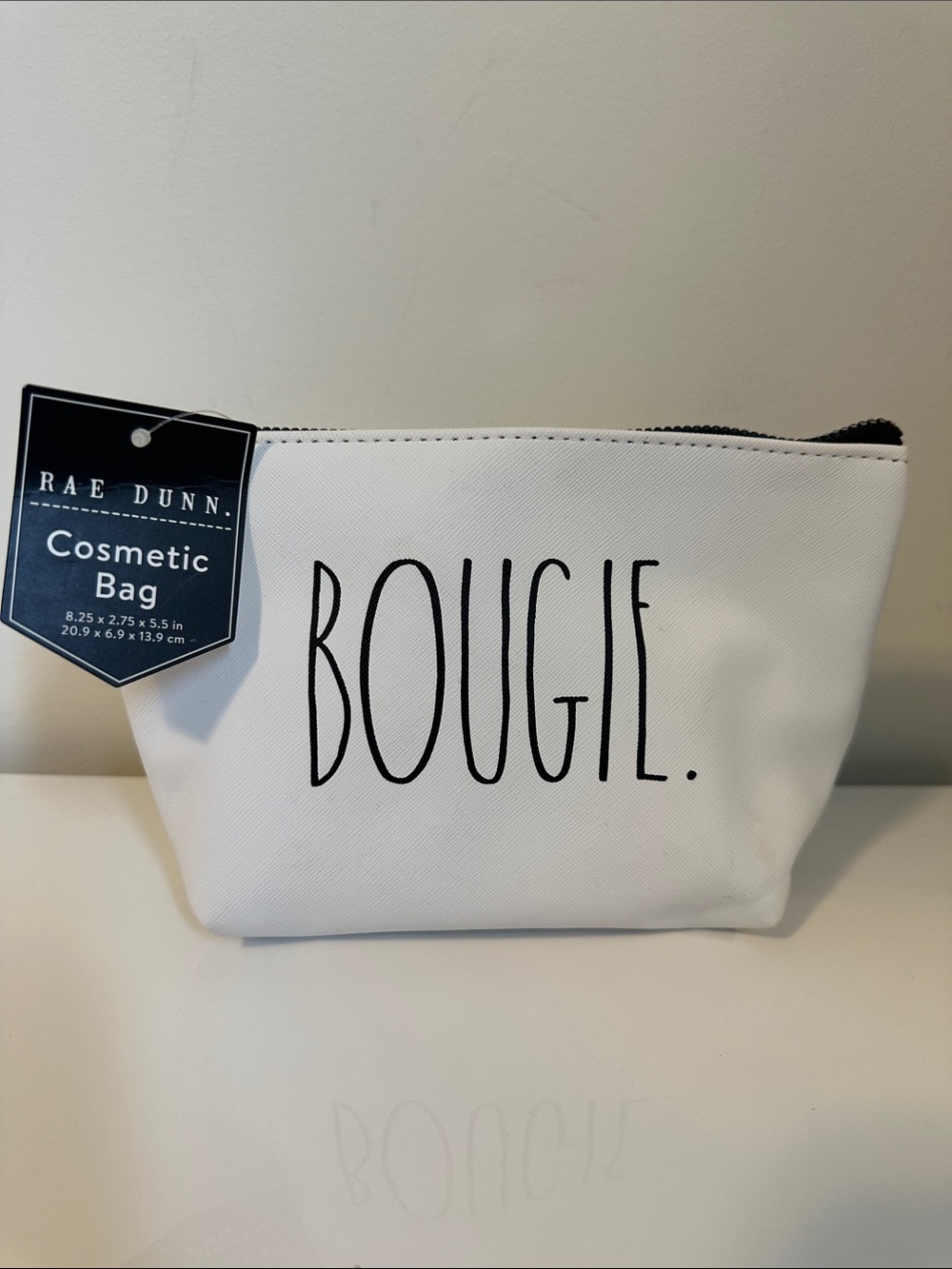 Rae Dunn White Cosmetic Pouch with 'BOUGIE.' Print